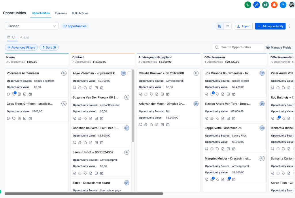 crm software mkb dashboard overzicht